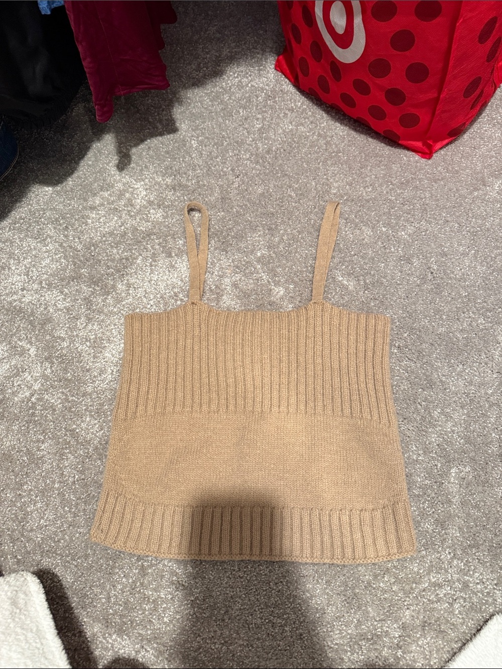 Elan Ribbed Knit Camisole in Tan